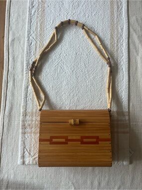 Vintage Bamboo Beaded Strap Box Purse